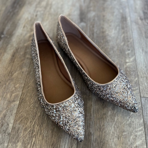 ASOS Rose Glitter Pointy Toe Flats - Holiday Festive New Year - Picture 7 of 8
